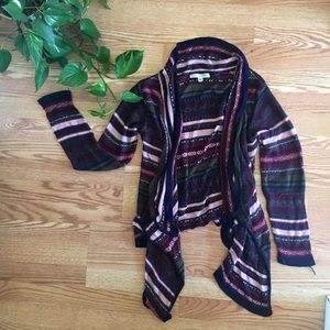 Patterned Striped Long Cardigan
